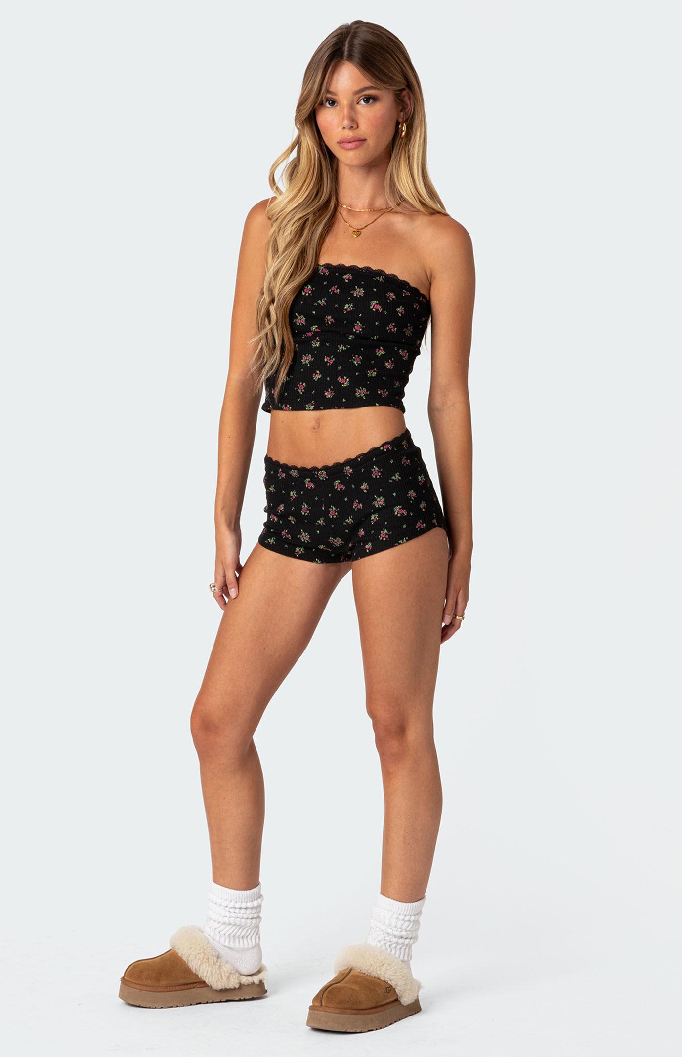 Edikted Women's Aislinn Printed Waffle Shorts - Product Image