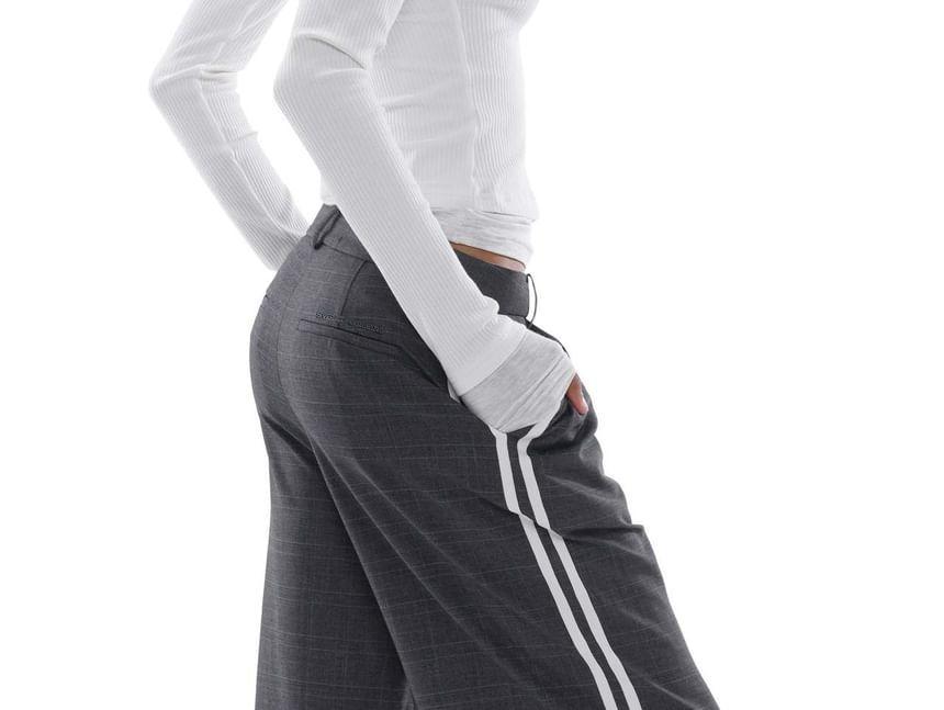 Low Waist Striped Straight-Fit Wide-Leg Dress Pants Product Image