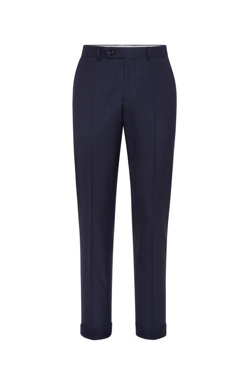 BRUNELLO CUCINELLI Tapered-leg Wool Trousers In Navy Blue Product Image