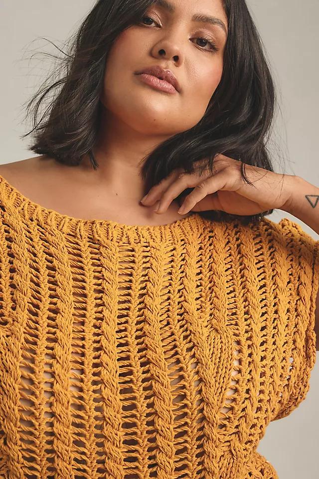 Maeve Asymmetrical Open-Stitch Muscle Sweater Vest Product Image