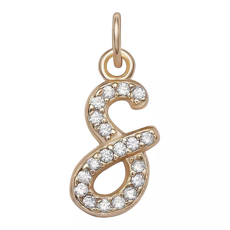 LC Lauren Conrad Sterling Silver Cubic Zirconia Initial Charm, Womens, Gold Tone O Product Image