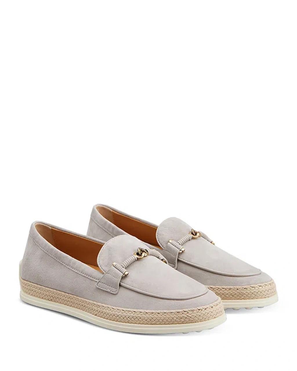 Tods Womens Suede Loafer Flats Product Image