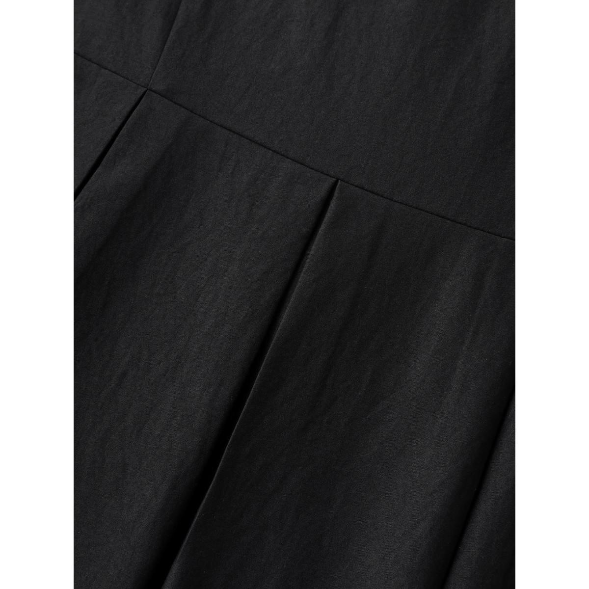 Plus Size Classic Woven Inner Pleated Midi Dress Black Women Round Neck Sleeveless Curvy BloomChic 12/L Product Image