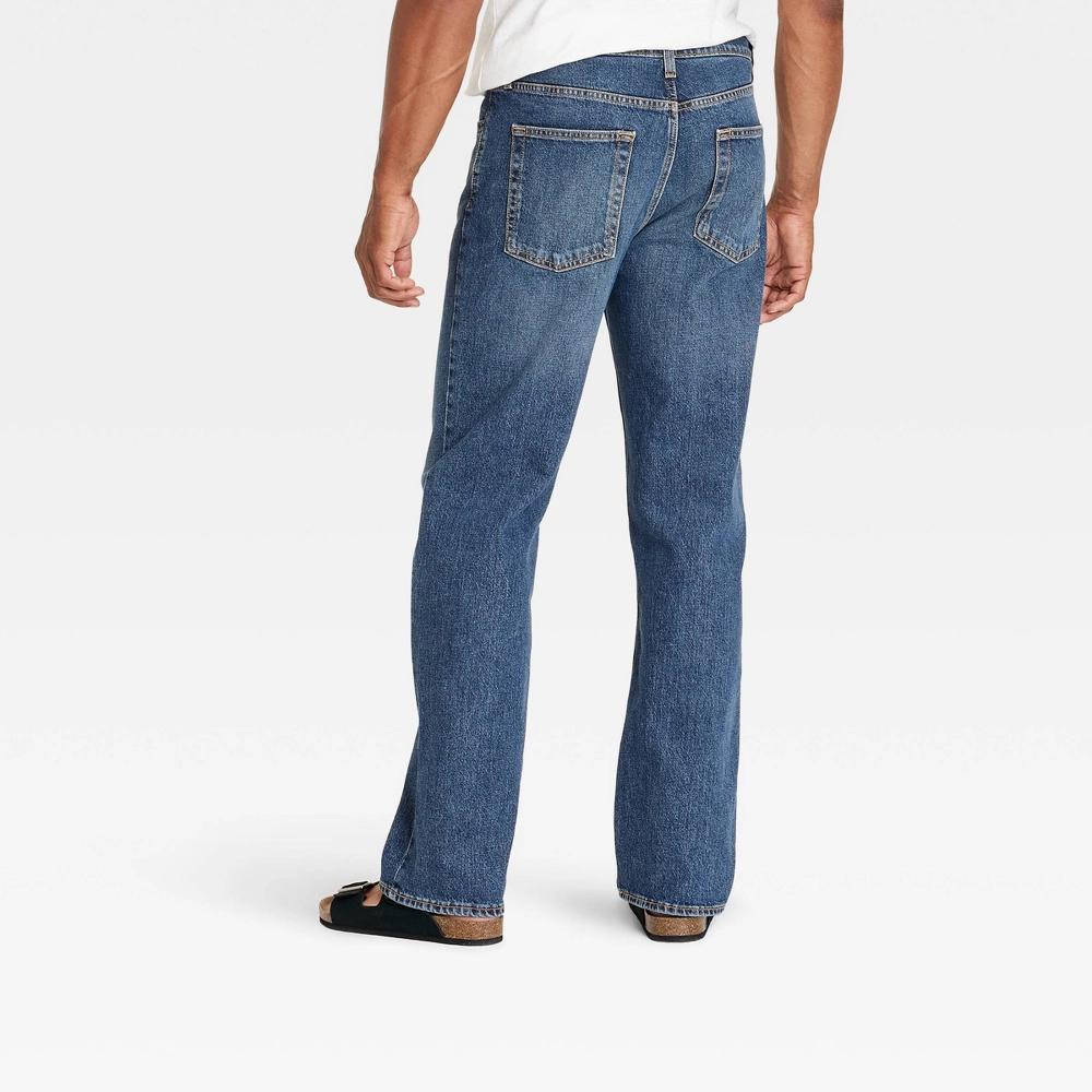 Men's Relaxed Fit Jeans - Goodfellow & Co™ Indigo 34x32: Mid Rise Stretch, Back Pocket Product Image