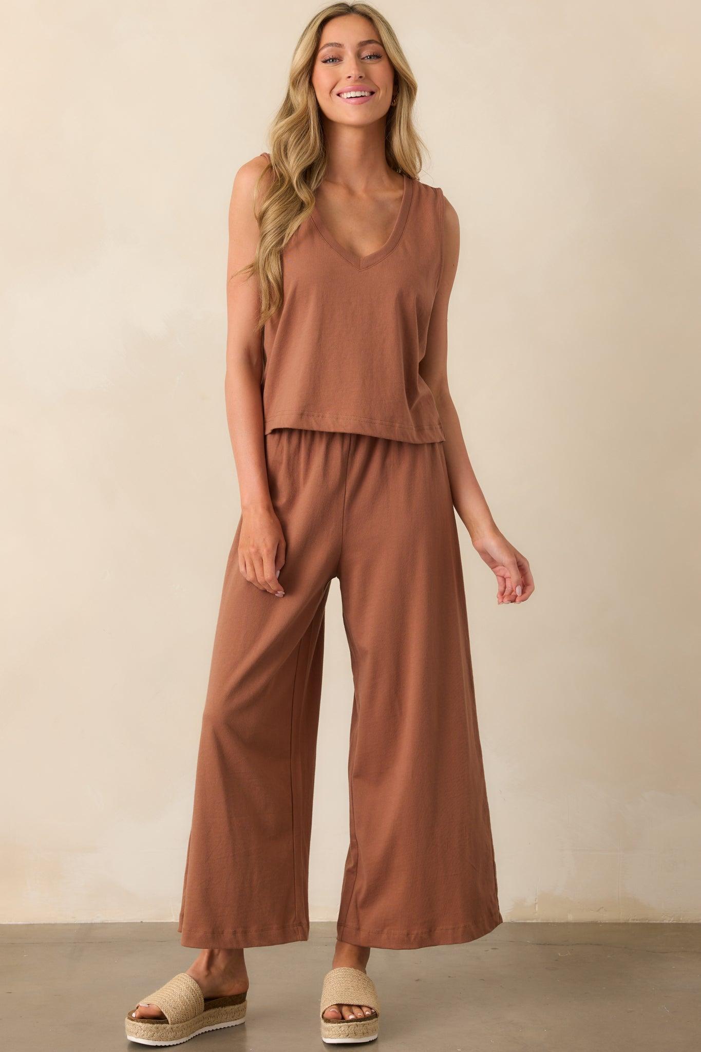 Z Supply Brown Cotton Scout Jersey Pants Product Image