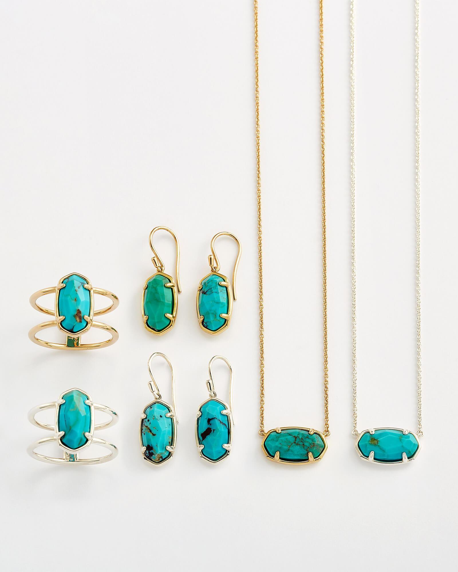 Kendra Scott Elyse Sterling Silver Double Band Ring in Turquoise | Magnesite | Size 7 Product Image