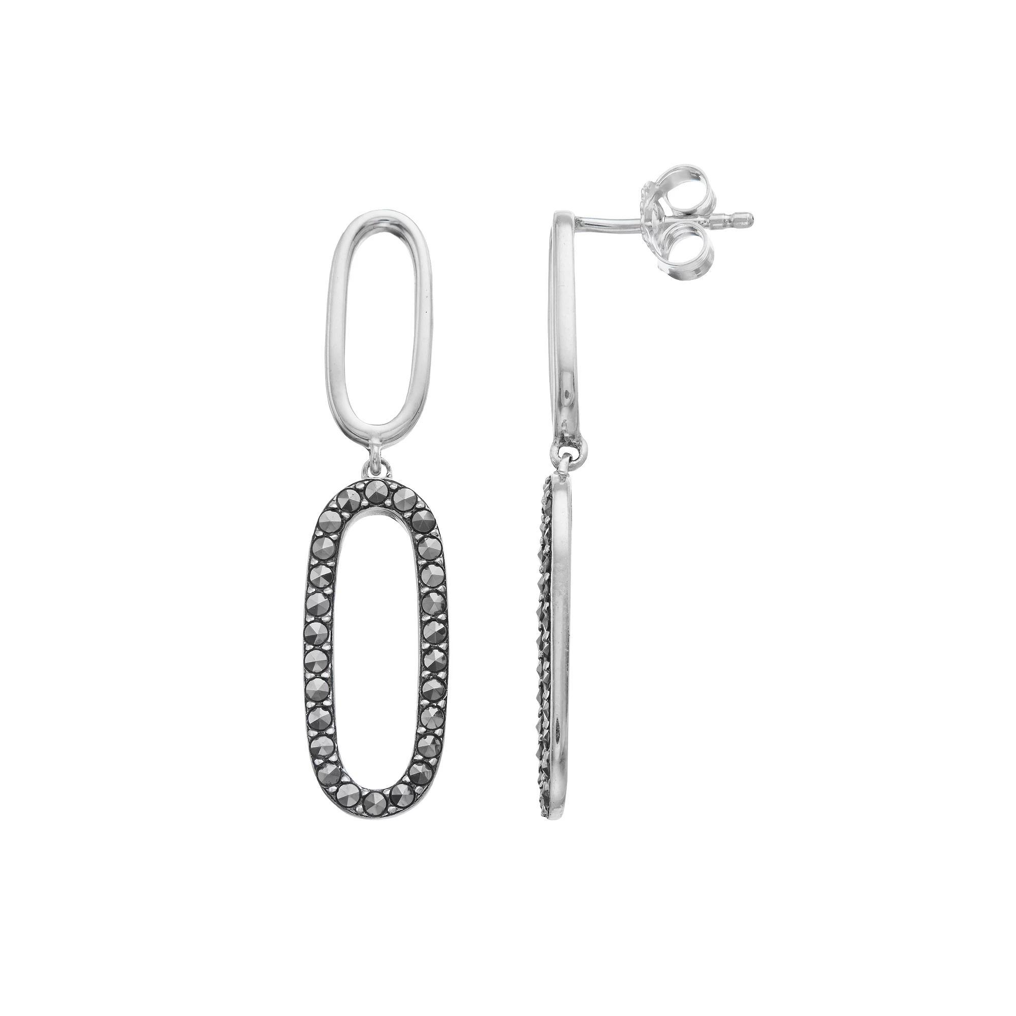 Lavish by TJM Sterling Silver Marcasite Paperclip Dangle Earrings, Women's Product Image