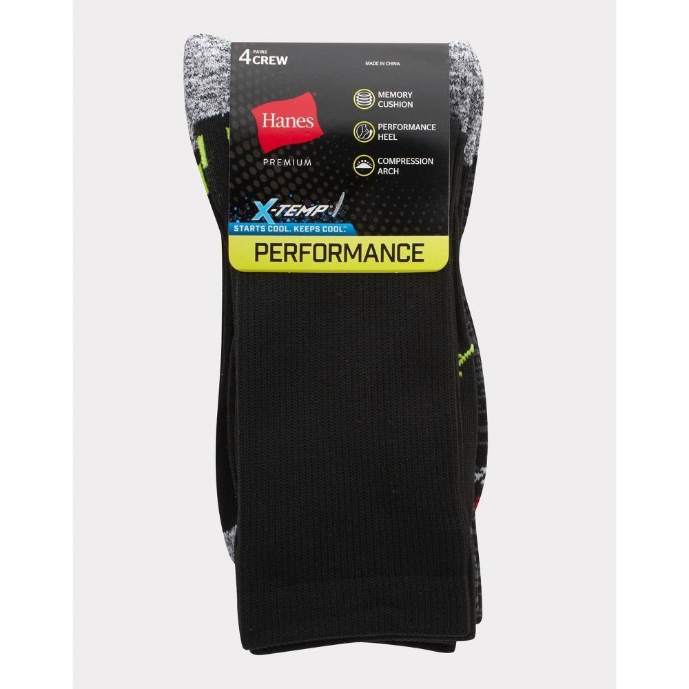 Hanes Premium Mens Performance Filament Crew Socks 4pk 6-12: Breathable, Moisture Wicking, Cushioned Sole Product Image