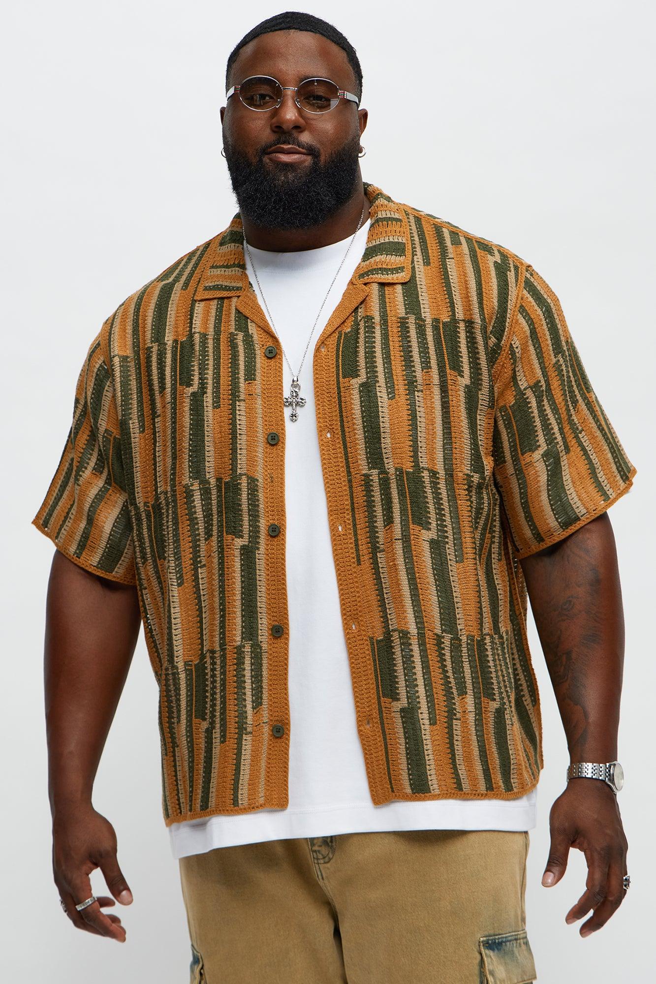Victor Crochet Cuban Collar Button Down Shirt - Multi Color Product Image