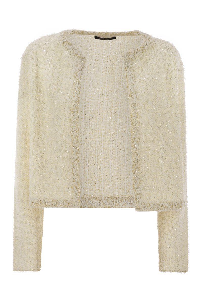 FABIANA FILIPPI Tweed-effect Yarn Cardigan In Cream Product Image