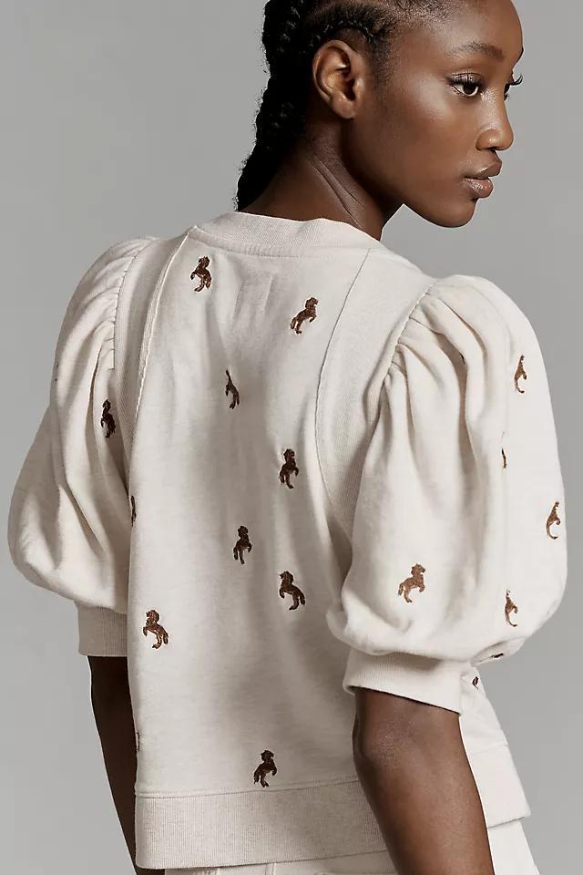 Maeve Short Puff-Sleeve Sweatshirt Product Image