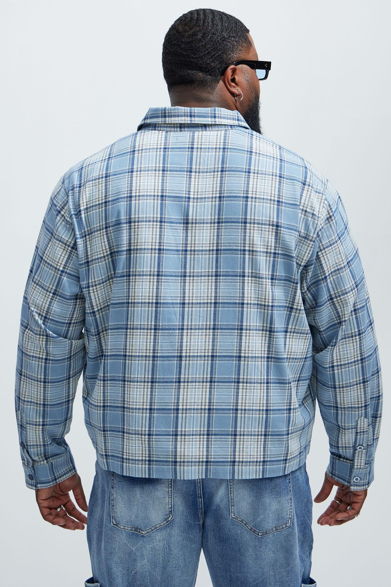 Delano Cropped Plaid Shirt - Blue/combo Product Image