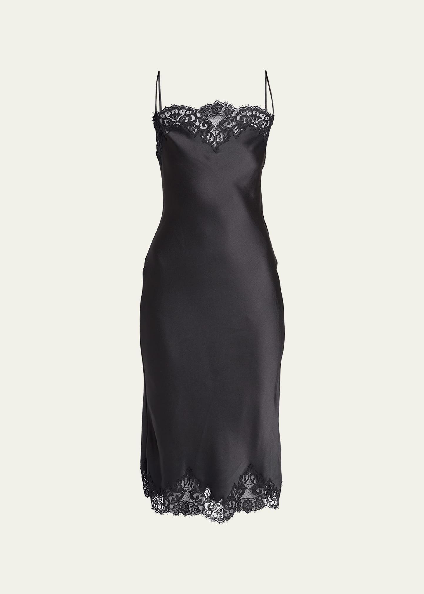 Womens Lace-Trim Satin Dress Product Image