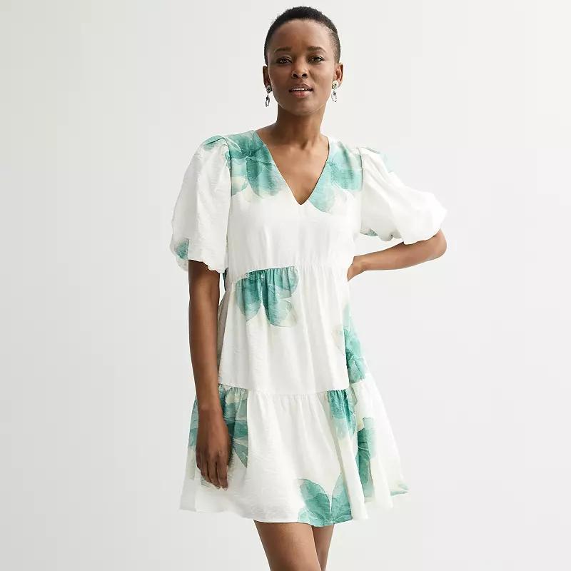 Womens Nine West Bubble Sleeve Babydoll Dress Product Image