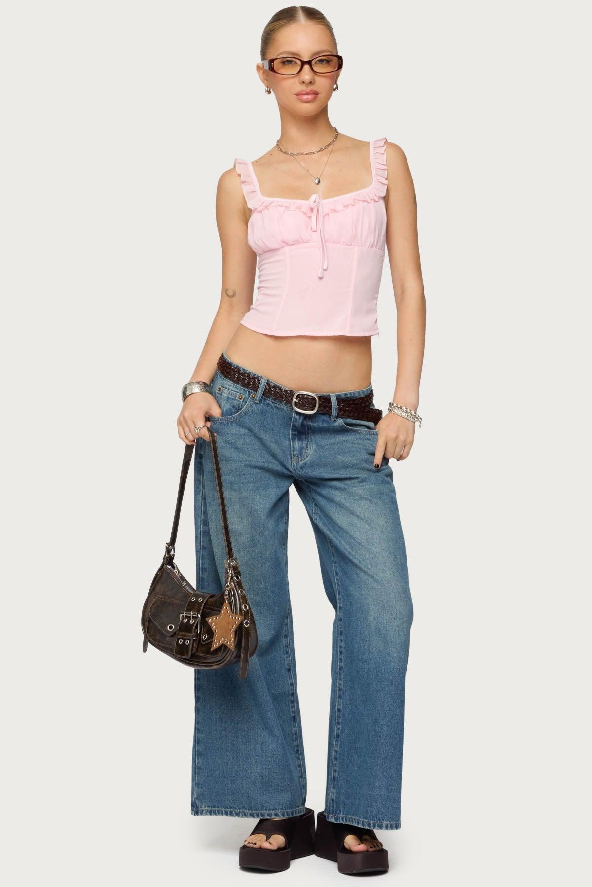 Petite Vyxen Vintage Washed Low Rise Jeans Product Image
