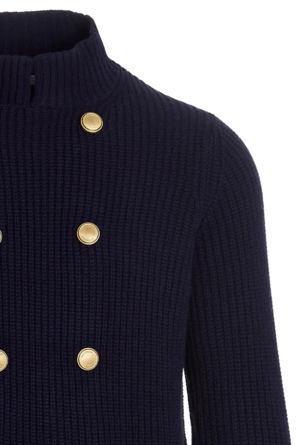 BRUNELLO CUCINELLI Men Double Breast Cardigan In Blue Product Image