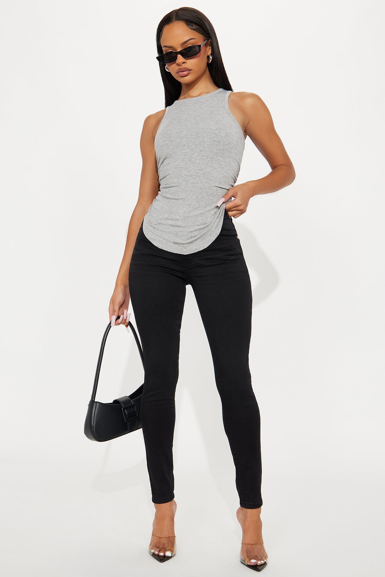Olympia Ruched Tank Top - Heather Grey Product Image