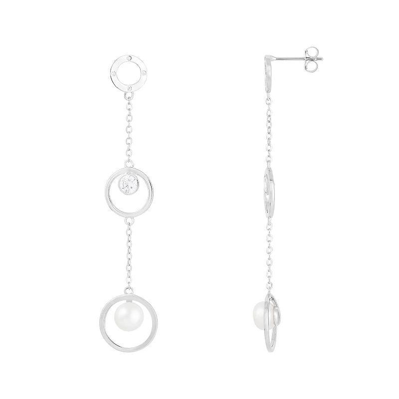 Splendid Pearls Dangling Sterling Silver Freshwater Cultured Pearl Earrings, Women's Product Image