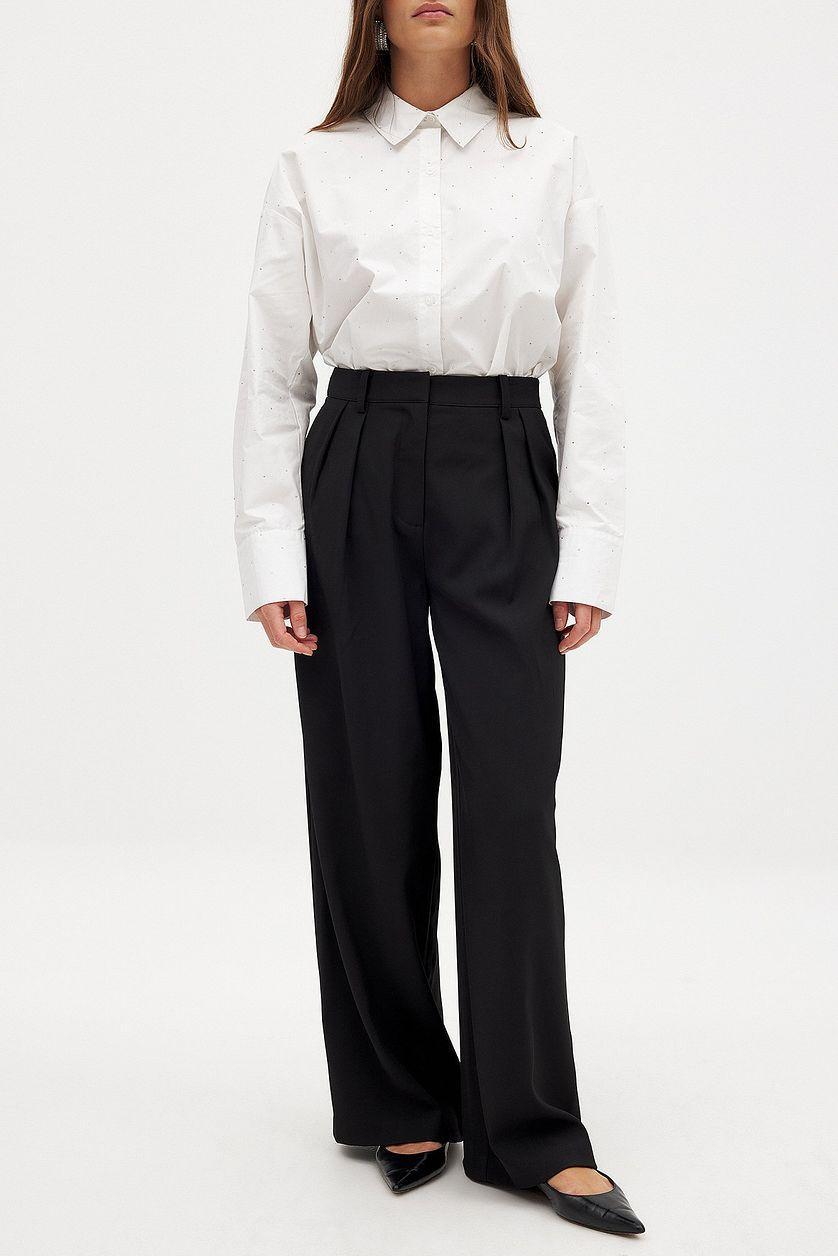 Wide Leg High Waist Suit Pants Product Image