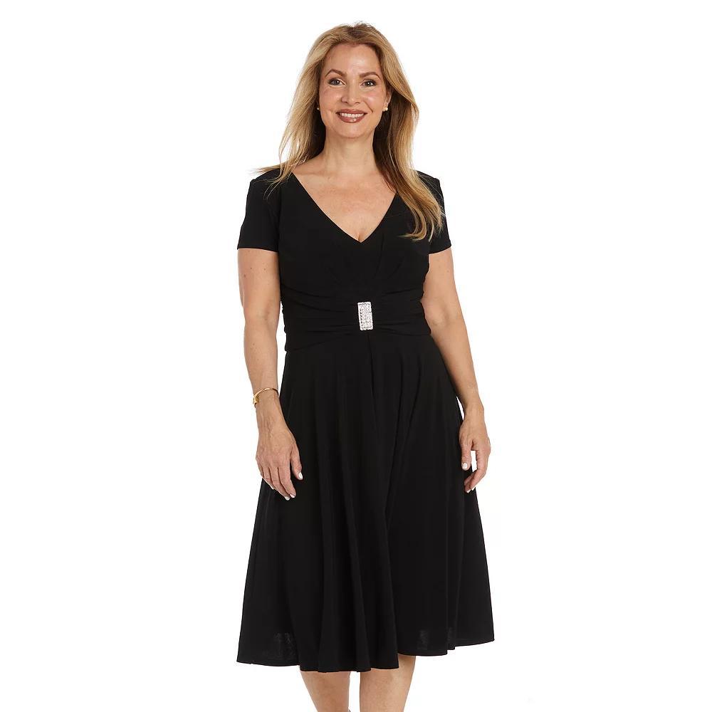 Women's R&M Richards Sculpt Waist Fit And Flare Dress, Size: 12, Black Product Image