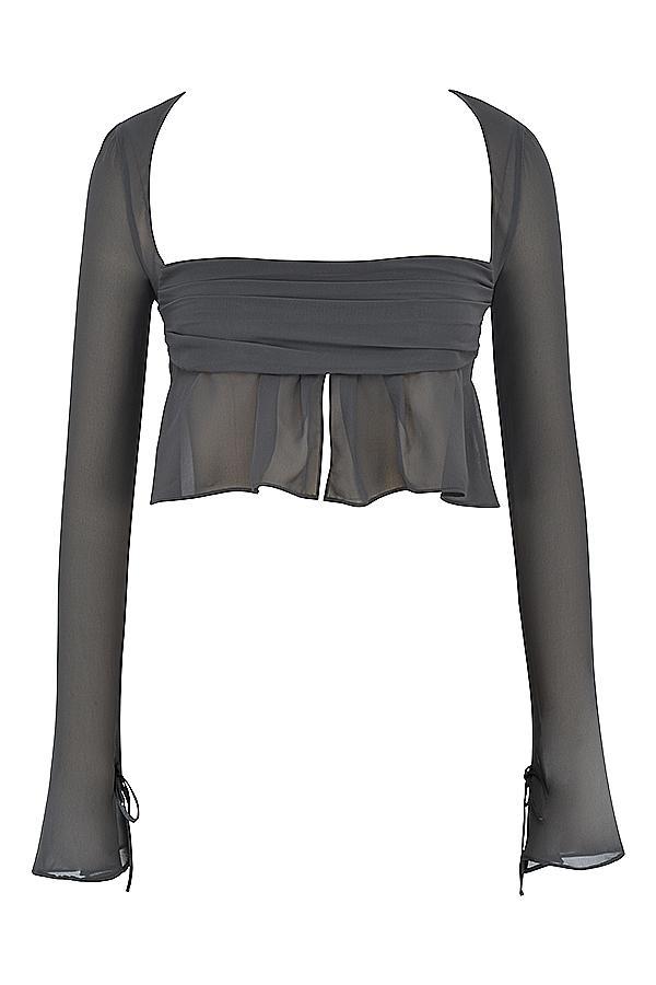 Athena  shadow long sleeve floaty top Product Image