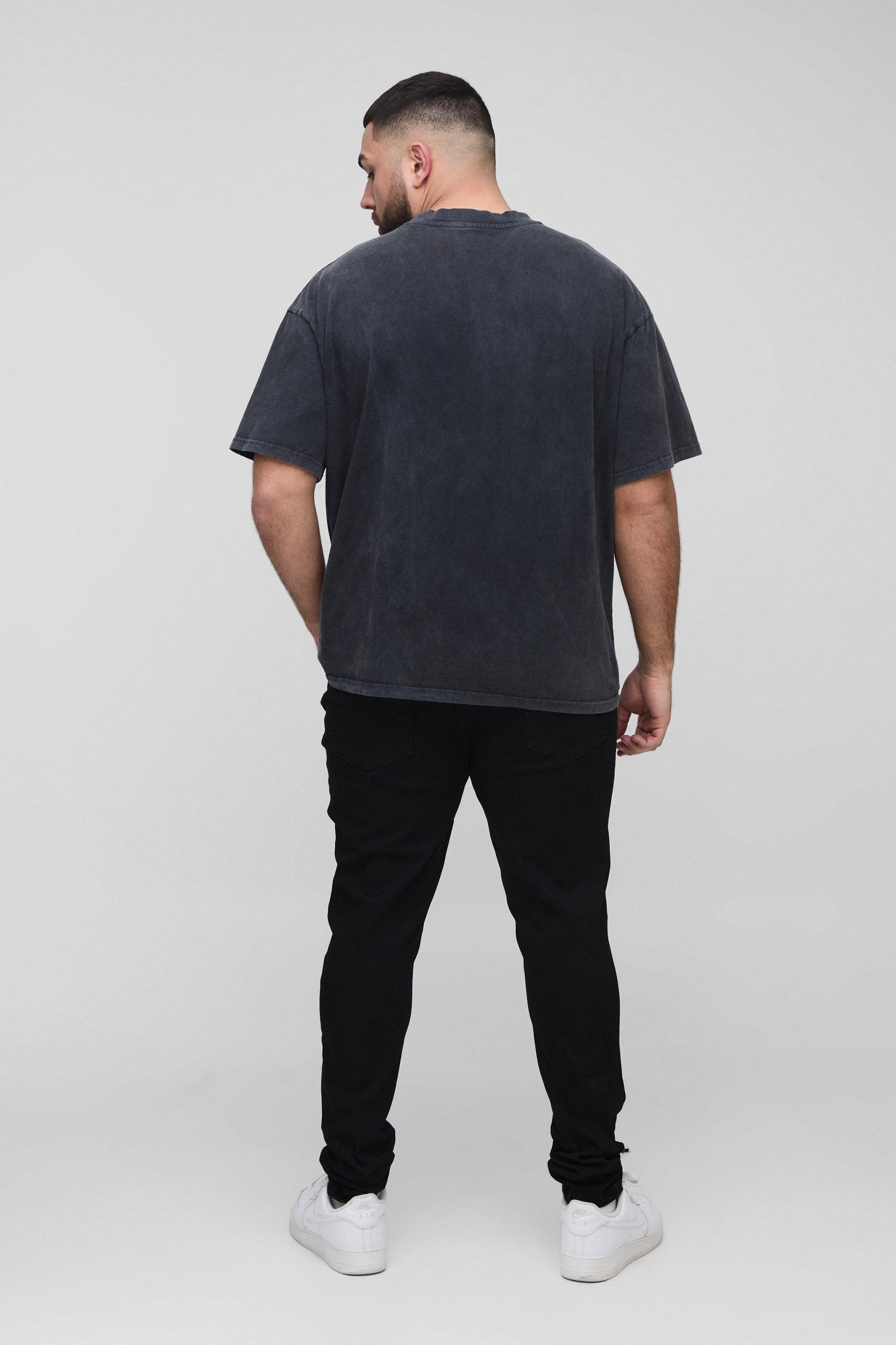 Plus Multi Rip Skinny Stacked Jeans | boohooMAN USA Product Image