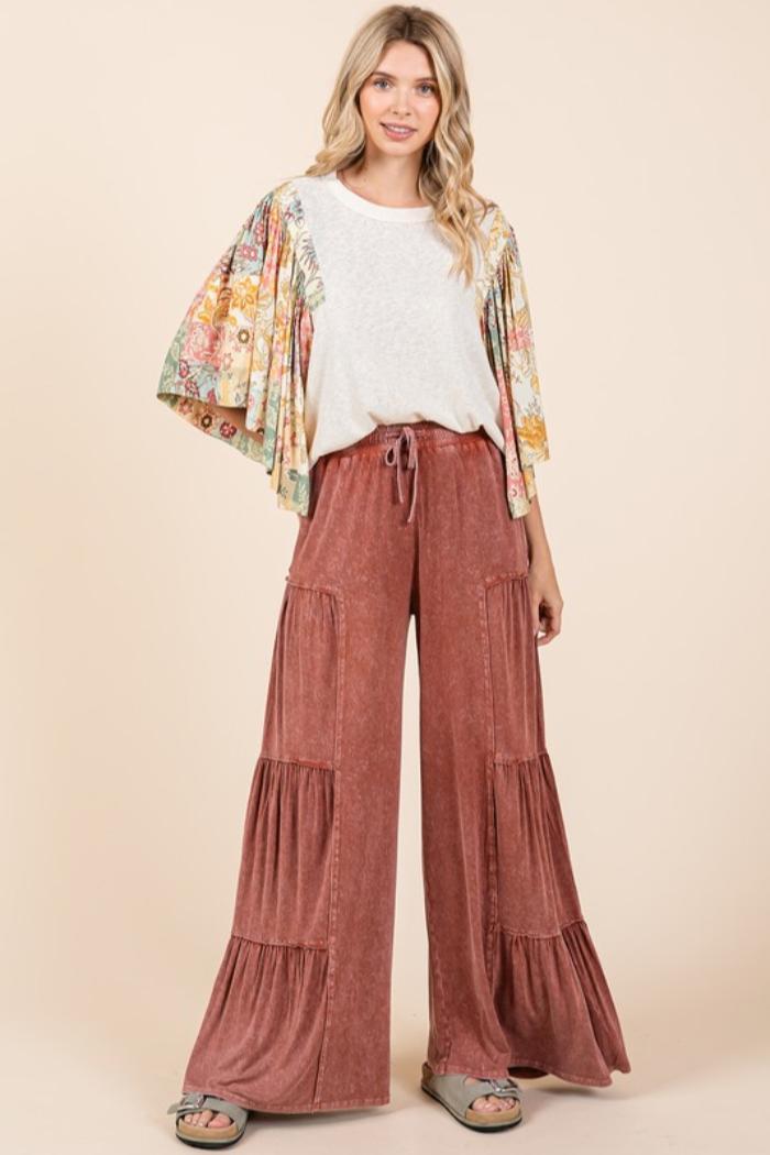 Tiered Wide Leg Pants Product Image