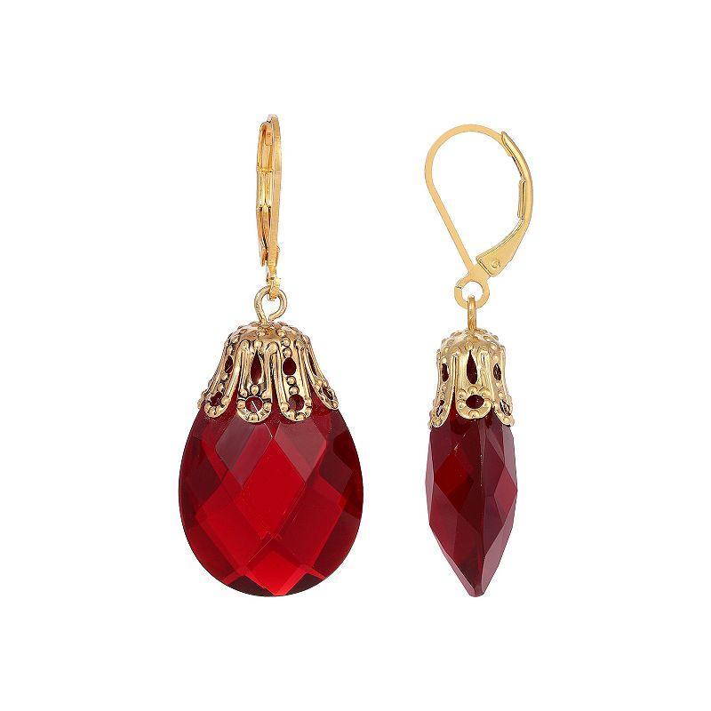1928 Gold Tone Briolette Drop Earrings, Womens, Pink Product Image