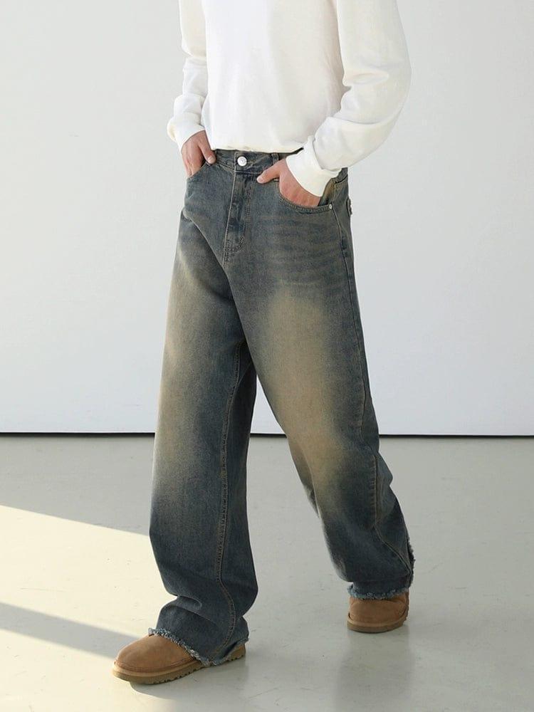 RT No. 11182 WASHED BLUE STRAIGHT DENIM JEANS Product Image