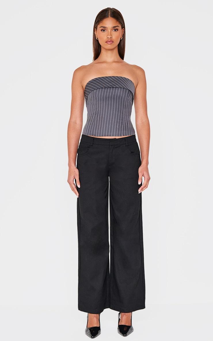 Charcoal Pinstripe Longline Foldover Bandeau Product Image