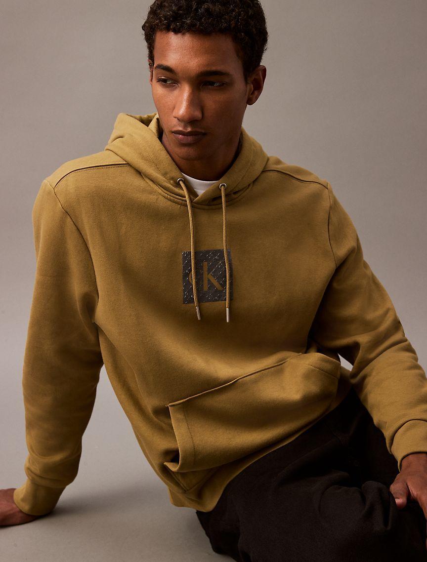 Calvin Klein Mens Fleece Metallic Archive Logo Hoodie - Brown - XS Product Image