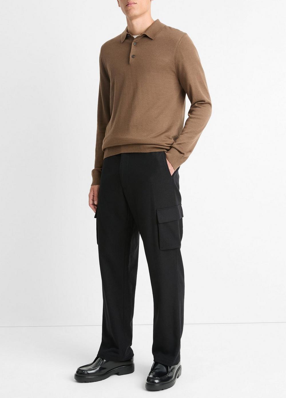 Mens Italian Wool-Blend Flannel Cargo Pant, Carbon, Size 36 Vince Product Image