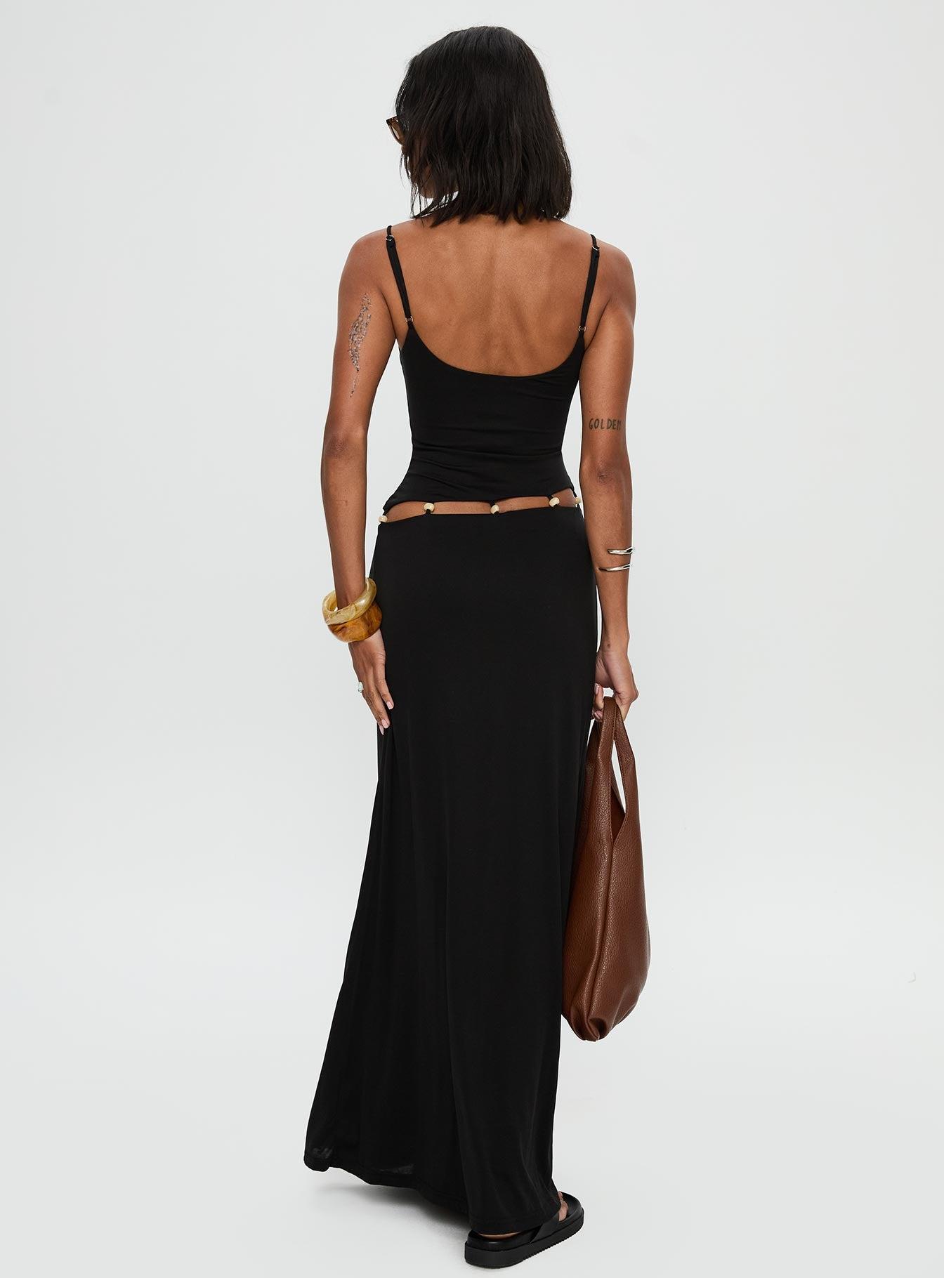 Allspice Beaded Maxi Dress Black Product Image