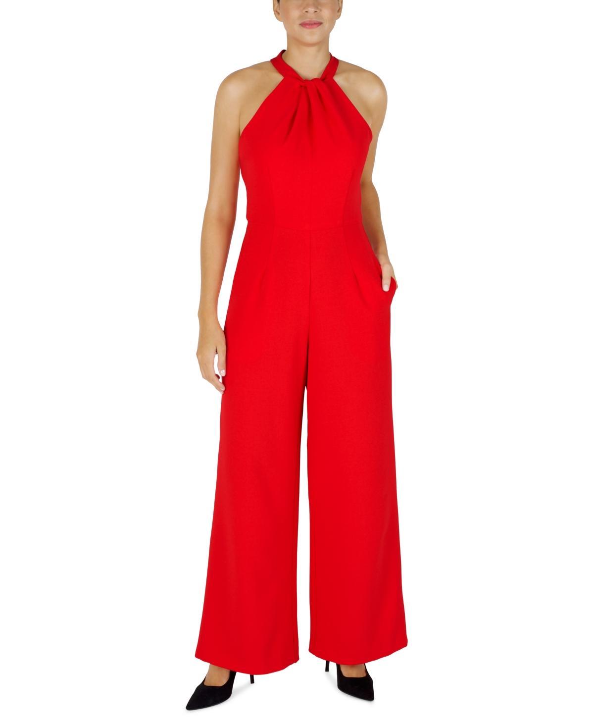 Julia Jordan Halter Twist Neck Sleeveless Pocketed Jumpsuit Product Image