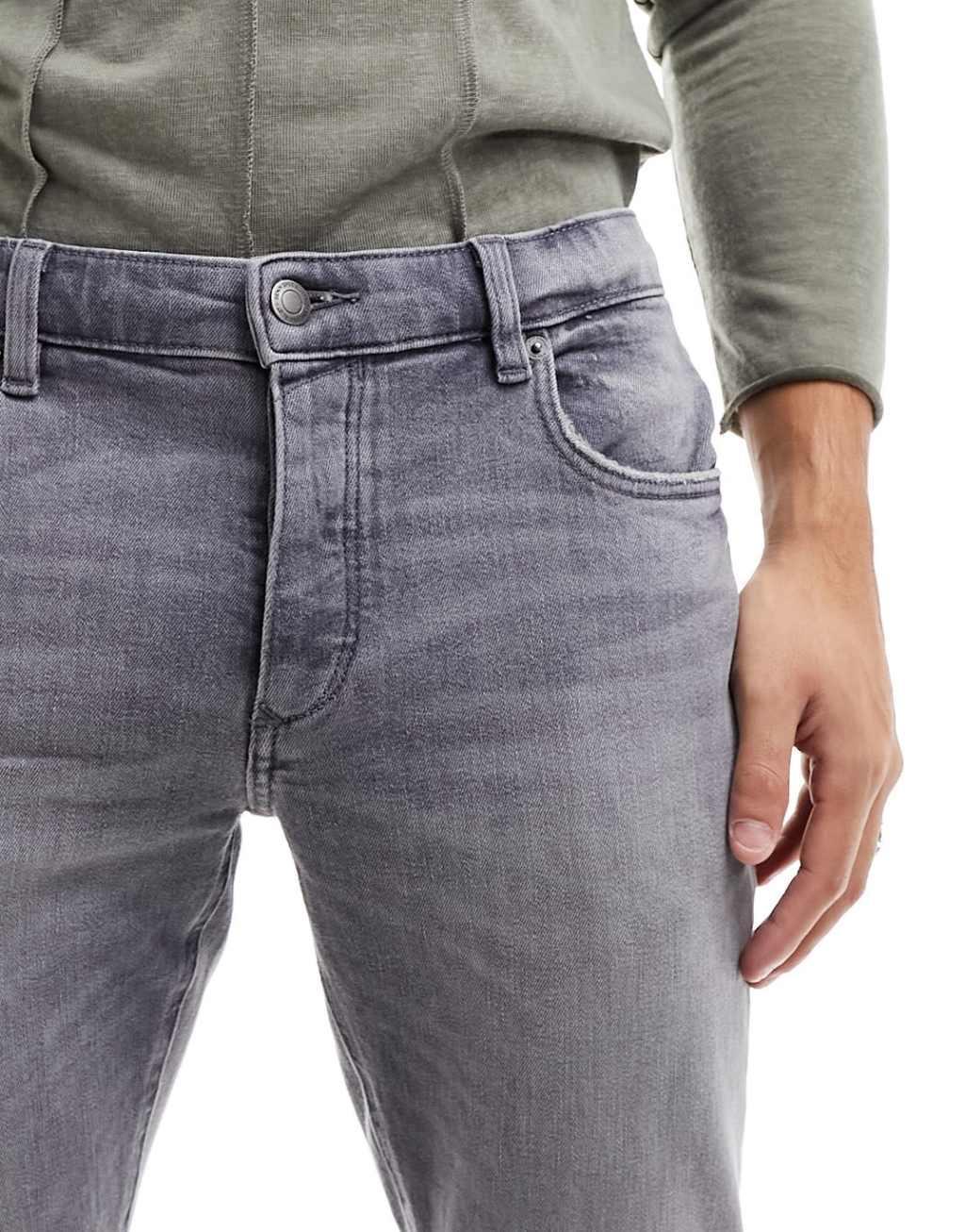 River Island slim fit jeans in light gray wash Product Image