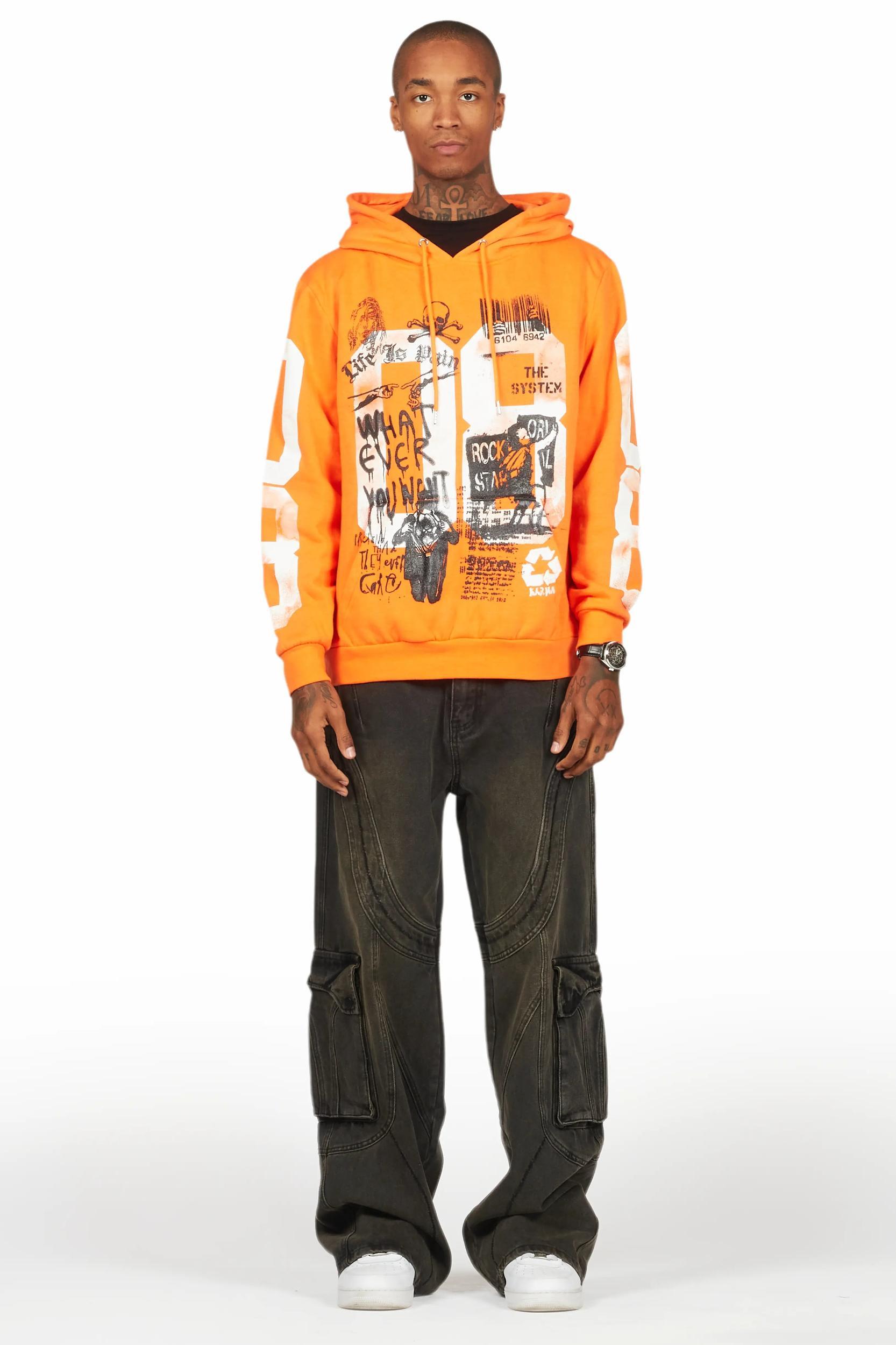 Grill Orange/White Graphic Hoodie Male Product Image
