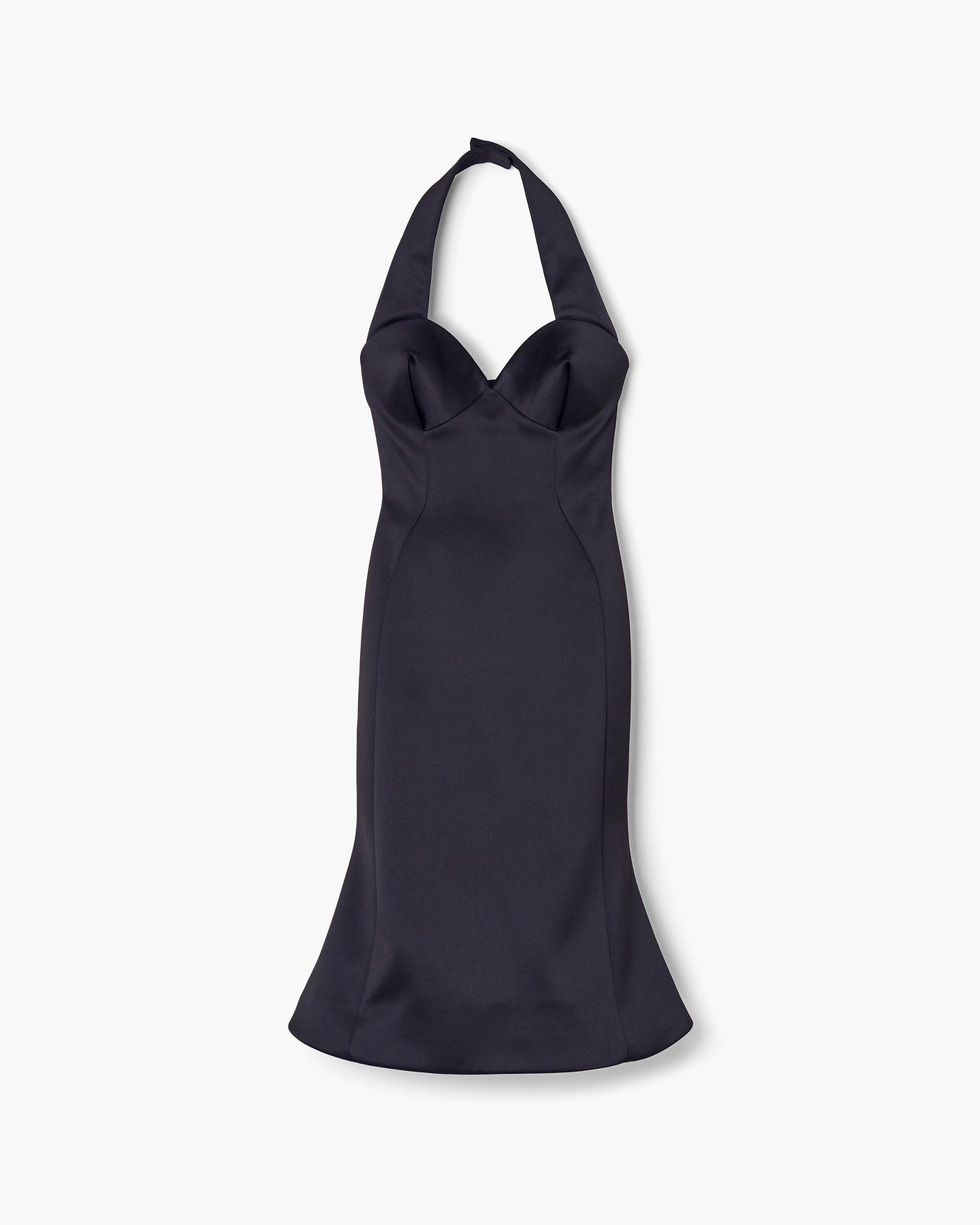 Sculpted Satin Halter Dress Product Image