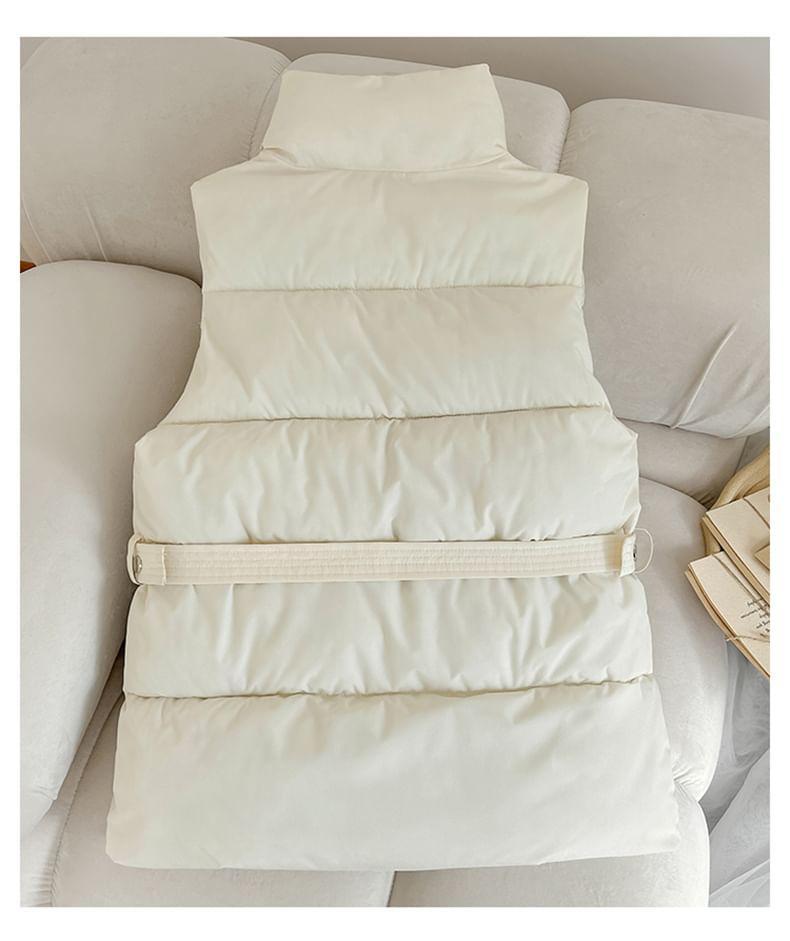 Stand Collar Plain Zip-Up Puffer Vest Product Image