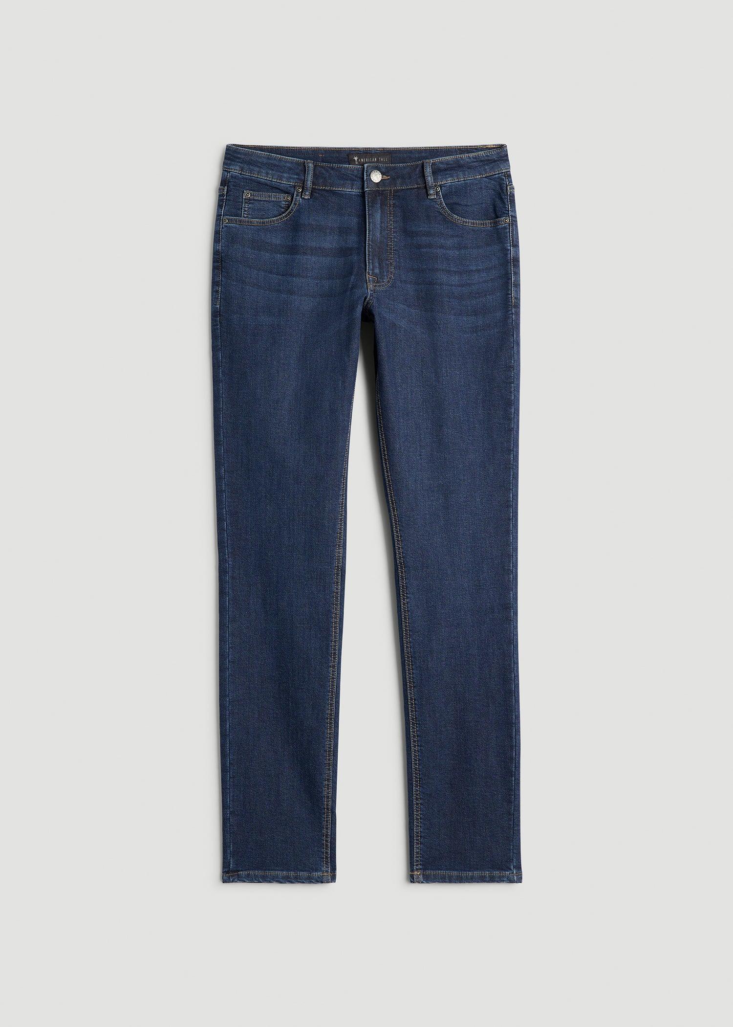 Carman TAPERED Fleeced Jeans for Tall Men in Colorado Blue Wash Product Image