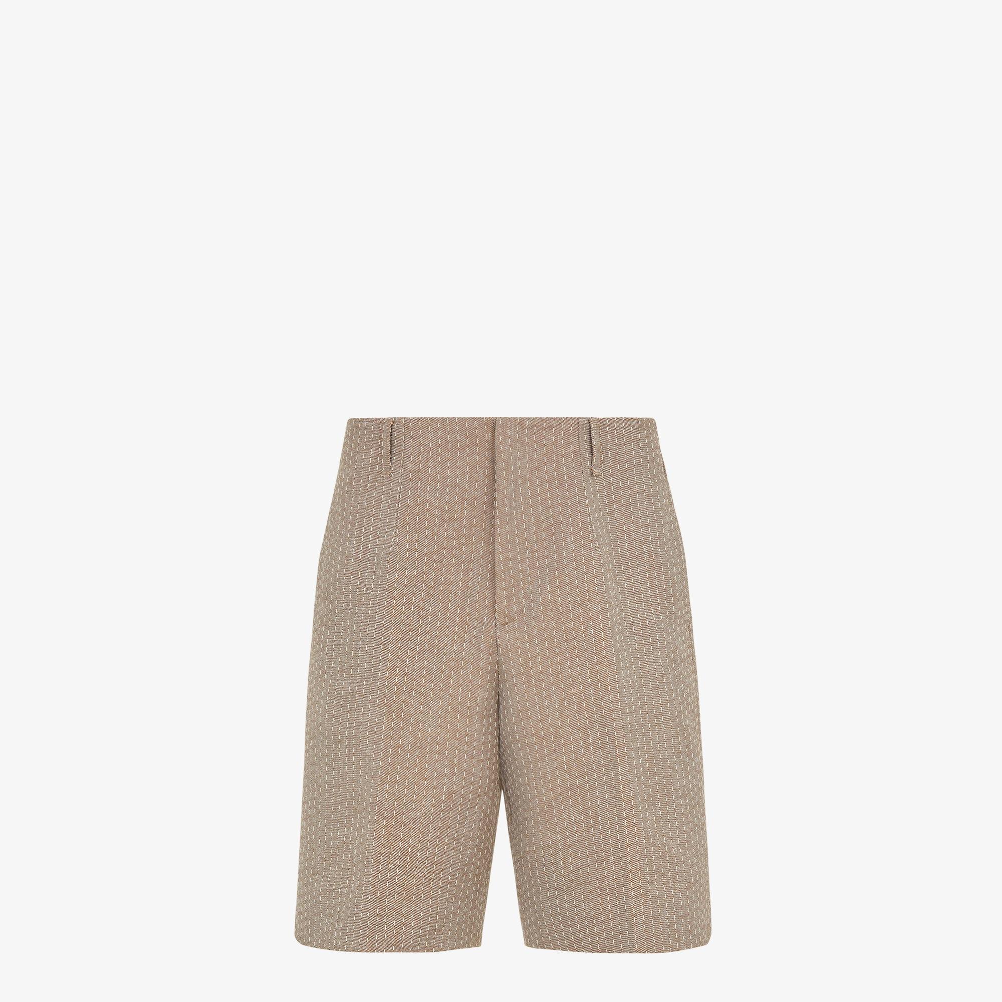 BermudasBeige jacquard shorts with topstitching Product Image