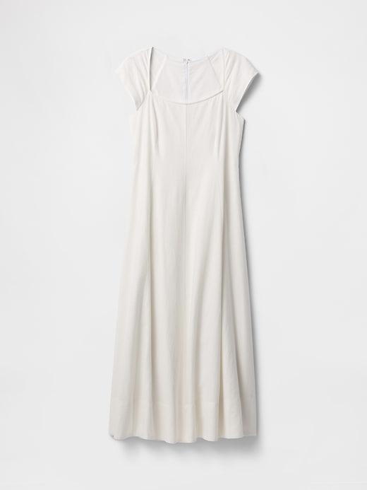 Linen-Blend Cap-Sleeve Maxi Dress Product Image