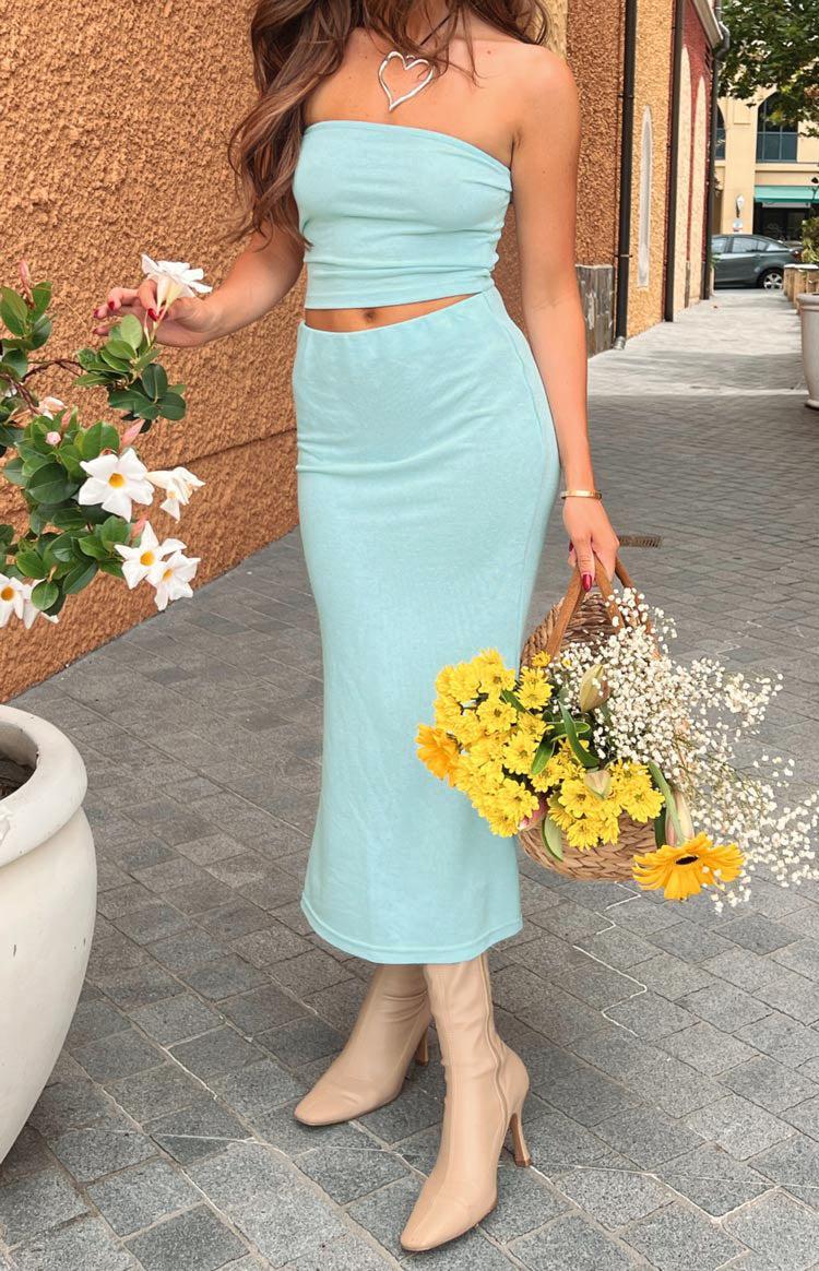 Liv Blue Knit Midi Skirt Product Image