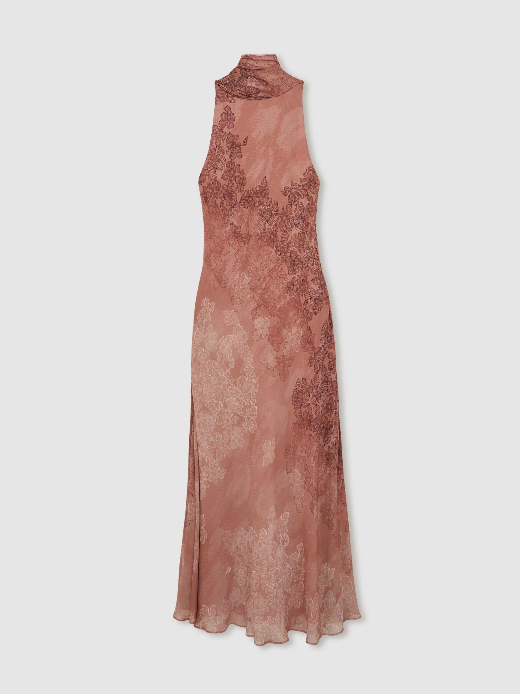 Petite Cotton Craft-Stitch Shirred Midi Dress in Khaki Product Image