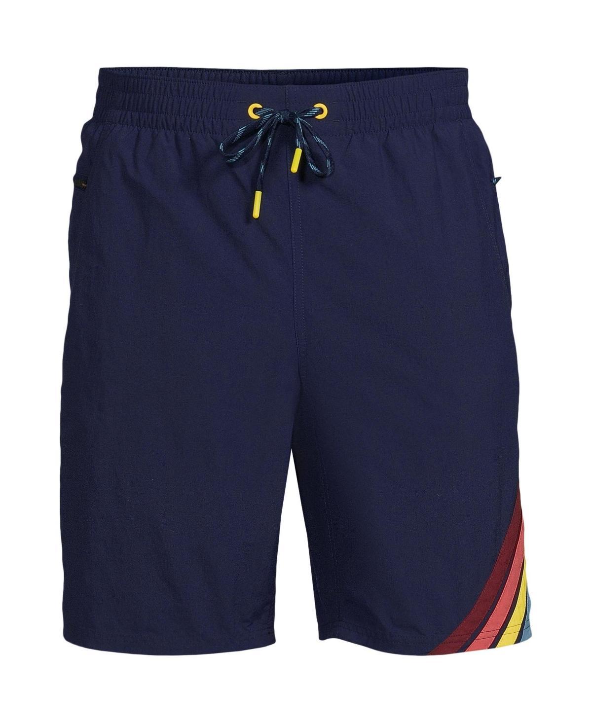 Mens Lands End 9 Swim Trunks Lime Green Colorblock Product Image