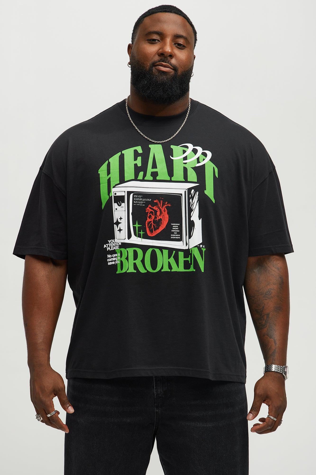 Heart Broken Televised Oversized Short Sleeve Tee - Black Male Product Image