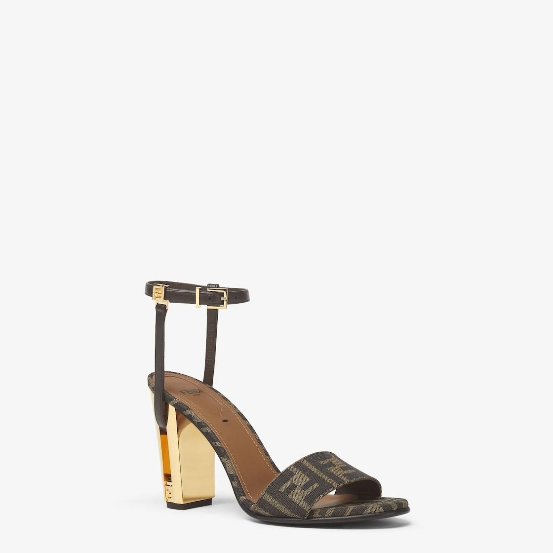 DelfinaBrown fabric high-heeled sandals Product Image
