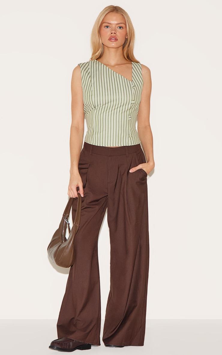Sage Striped Asymmetric Fitted Vest Product Image