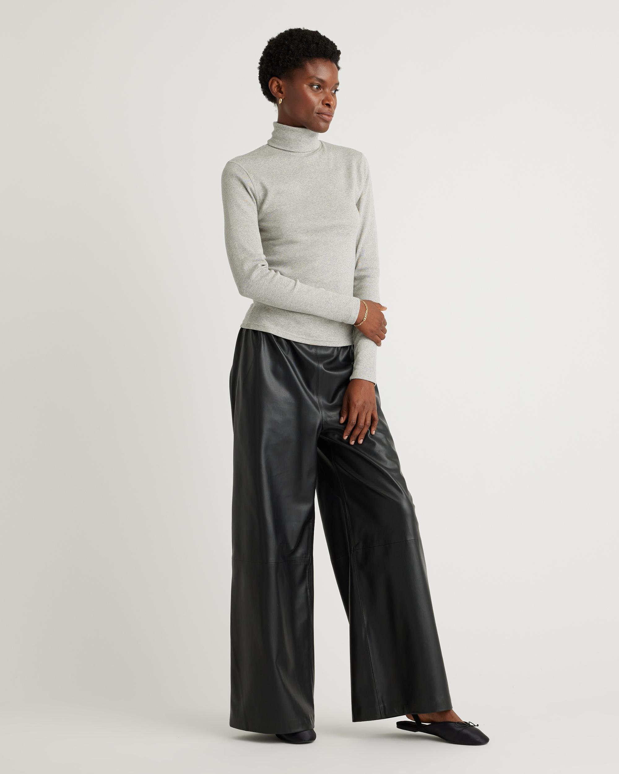 Quince | Women's Micro-Rib Turtleneck Sweater Size XL, Organic Cotton Product Image