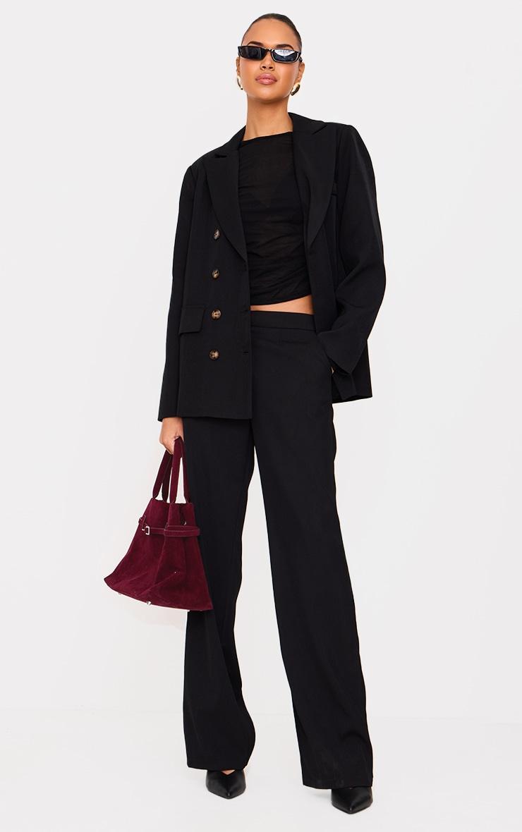 Black Premium Double Breasted Button Detail Blazer Product Image