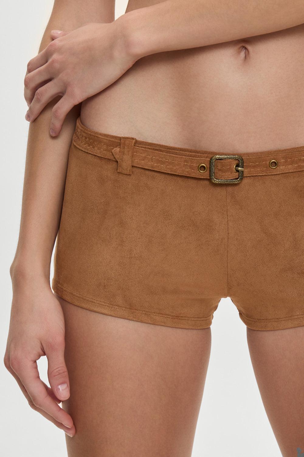 x BELLA HADID Wrangler Suede Booty Shorts - Sunkissed Suede Product Image